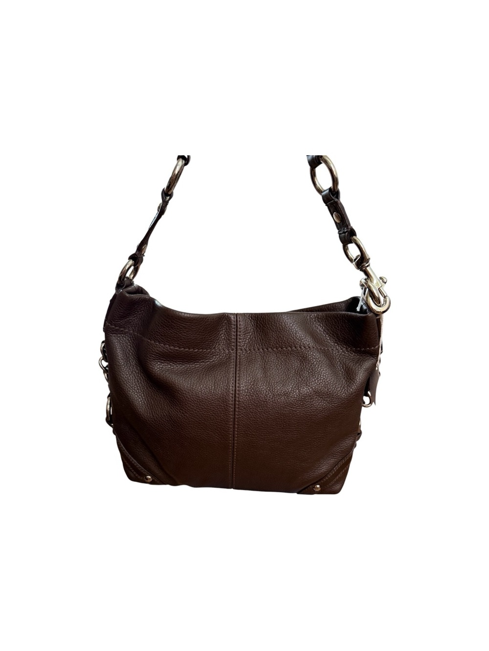 Coach Brown Pebbled Leather Shoulder Bag - Picture 5 of 9